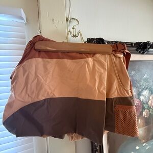 Outdoor Voices Colorblock Skirt - Brown and Tan